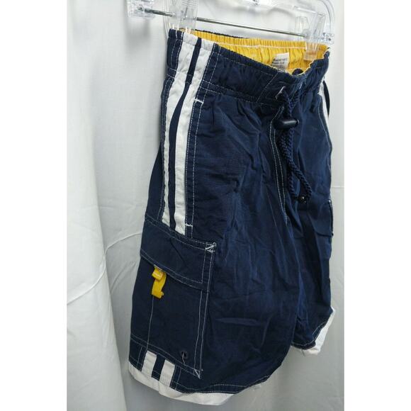 Tropical Escape Boys Size 4 Swim Trunks Shorts 2 Side Pockets Blue/White Elastic - Picture 7 of 12